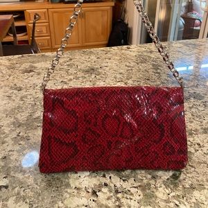 Alfani red snakeskin handbag